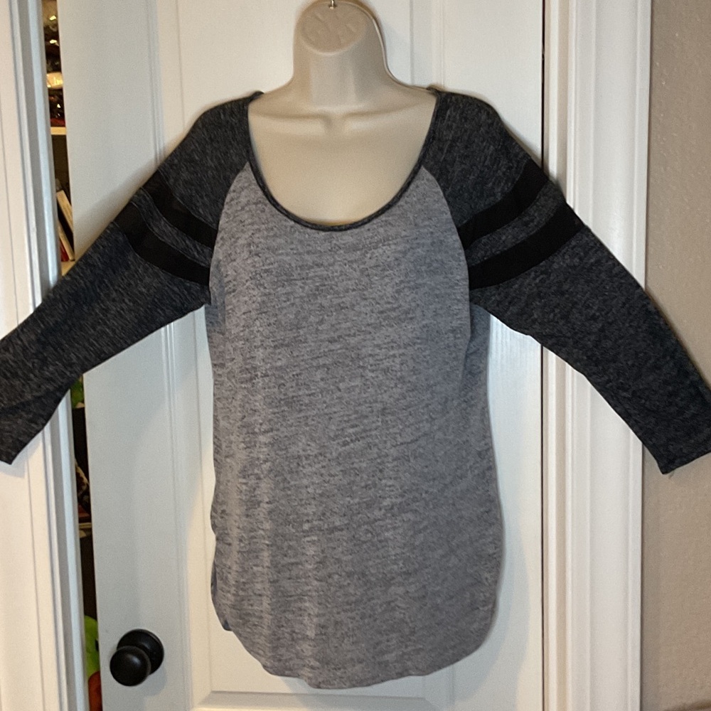 Charcoal and Heather Gray Long Sleeve Women's Top